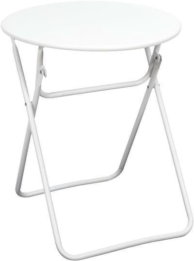 Home Deco Factory Bijzettafeltje Catane - metaal - wit - 47 x 42 cm - voor tuin - buiten - opvouwbaar