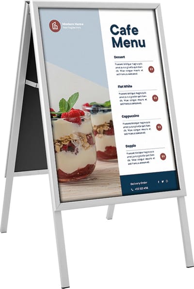 Europel Stoepbord - Kliklijst B1 formaat - 70,7 x 100 cm - 32 mm frame - Dubbelzijdige presentatie - Waterbestendig - Gemakkelijk op te bergen