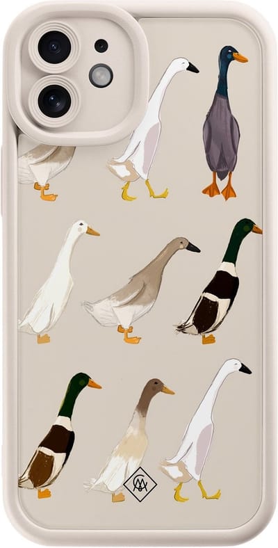 Casimoda® hoesje - Geschikt voor iPhone 12 - Duck Life - Effen telefoonhoesje met lensbescherming - TPU - Backcover - Bruin/beige