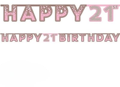 Majestueuze 21e verjaardagsslinger roze