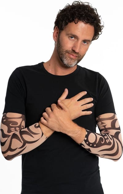 Partychimp voordeelverpakking 12 pack Tattoo Tribal Neptattoo Sleeve Halloween Carnaval Accessoires voor bij voor bij Halloween Kostuum Volwassenen Carnavalskleding Heren Carnavalskleding Dames - 12 pack