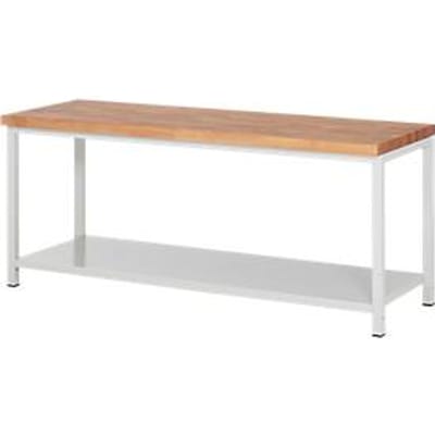Werkbank serie 8000, vast, plaatstalen legbord, B 2000 x D 700 x H 840 – 1040 mm