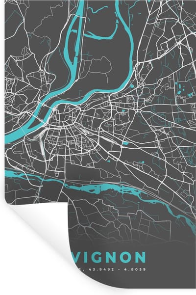 Muurstickers - Sticker Folie - Avignon - Kaart - Stadskaart - Plattegrond - Frankrijk - 20x30 cm - Plakfolie - Muurstickers Kinderkamer - Zelfklevend Behang - Zelfklevend behangpapier - Stickerfolie