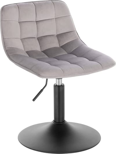 Barkruk Dio Industrial Lichtgrijs - Barkrukken set van 1 - Barstoel Kruk - Barstoelen met rugleuning - Keukenstoel - In hoogte verstelbaar - Velvet