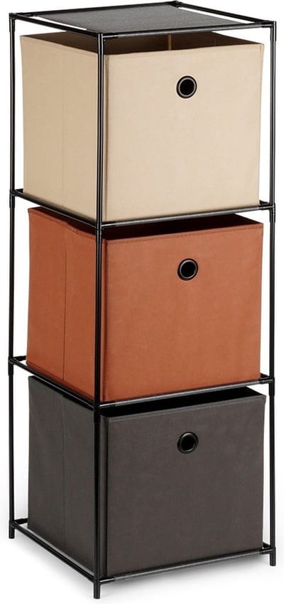 Stellingkast Metaal met Containers 34,5x34,5x100 cm - Boekenplank - Opbergrek