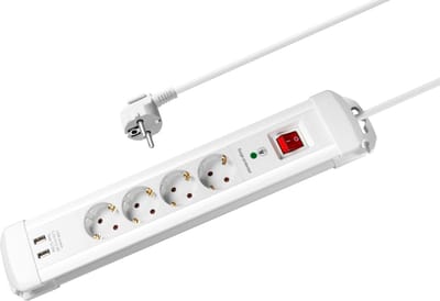 Stekkerdoos - 4 voudig - 2x USB - Aan/uit schakelaar - 1.5 meter - Wit - Allteq