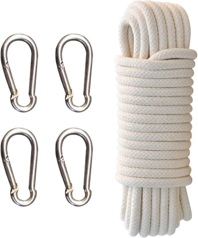 Duurzaam Nylon Touw voor Vlaggenmasten en Waslijnen, Geschikt als Swingtouw en Hondenlijn, Inclusief 4 Bevestigingsgespen (6mm x 10m)