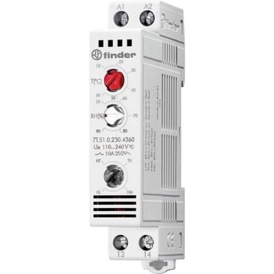 Finder Hygrostaat 7T.51.0.230.4360 250 V/AC 1x NO (l x b x h) 88.8 x 17.5 x 47.8 mm 1 stuk(s)