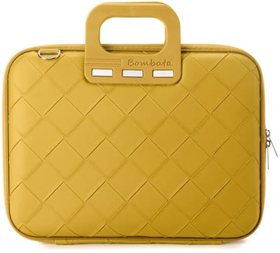 Bombata Intrecciato 13 / 14 inch Laptoptas Unisex - Vlechtpatroon - Geel