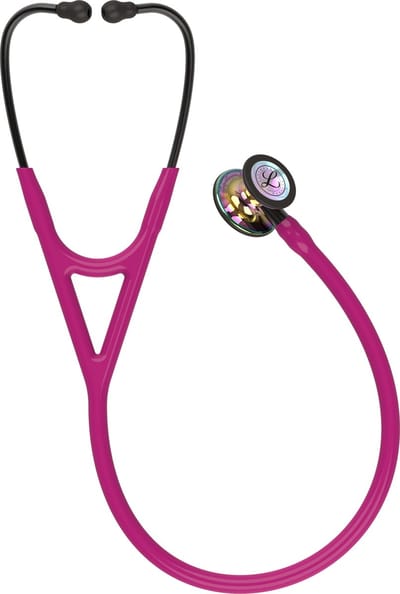 Littmann Cardiology IV Stethoscoop borststuk met hoogglanzende regenboogkleurige afwerking, frambooskleurige slang, rookkleurige steel en rookkleurige headset, 69 cm, 6241