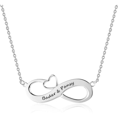 Colliers personnalisés à la mode, pendentif infini couleur argent, nom personnalisé, bijoux d'amour éternel, cadeau de mariage pour femmes white