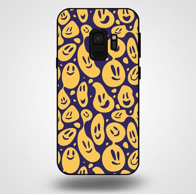 Smartphonica Telefoonhoesje voor Samsung Galaxy S9 met smiley opdruk - TPU backcover case emoji design - Paars Geel geschikt voor Samsung Galaxy S9