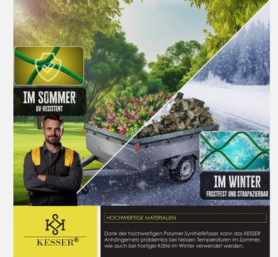 KESSER® Aanhangwagennet 1x2m Rekbaar Containernet met Haken Ladingvastzetnet