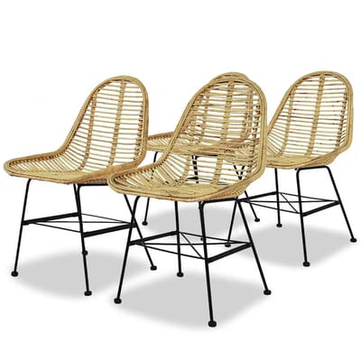 vidaXL - Eetkamerstoelen - 4 - st - natuurlijk - rattan