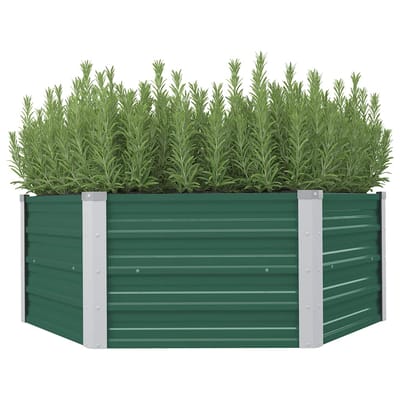 vidaXL - Plantenbak - verhoogd - 129x129x45 - cm - gegalvaniseerd - staal - groen