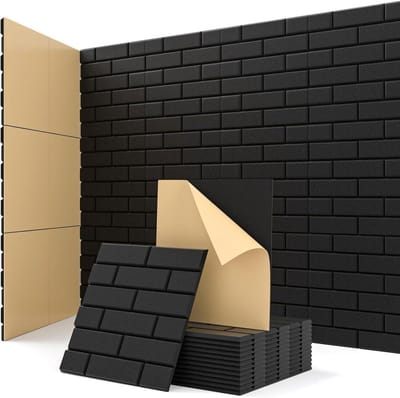 Akoestische Platen - Geluidsisolatie Panelen - Ruimte Verbeteren - Zelfklevend Baksteen Design - 30 x 30 cm - Zwart