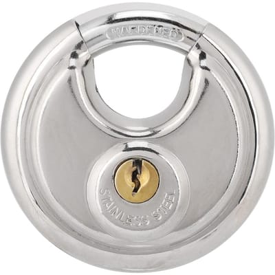 Cadenas à clé rond en acier inoxydable pour extérieur, entrepôt, clôtures, serrures de placard white
