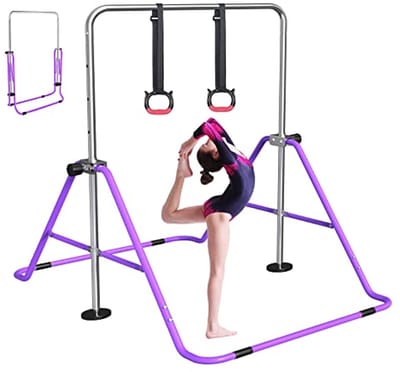 Gymnastiekstang Kinderen - Turnrek Junior - Binnenshuis Trainen - Verstelbare Hoogte - Opvouwbaar Ontwerp - Paars
