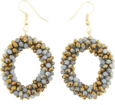 Behave Oorhangers dames ovaal met facet glas kraaltjes