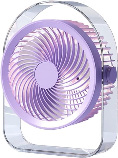 USB Tafelventilator met 5 Snelheden - 24 cm Draagbare Persoonlijke Ventilator voor Slaapkamer Kantoor en Reizen - Stille Krachtige Luchtstroom - Paars