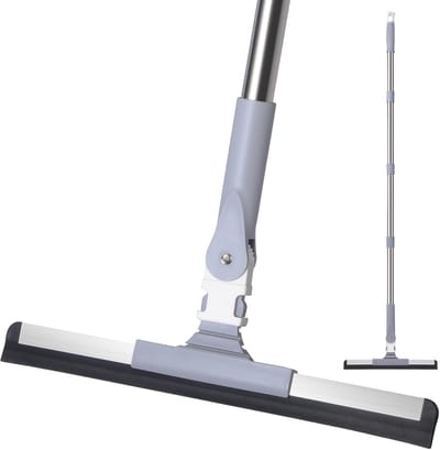 Famanu - Vloertrekker met lange handgreep 120 cm, rubberen waterafnemer voor nat- en droogreiniging