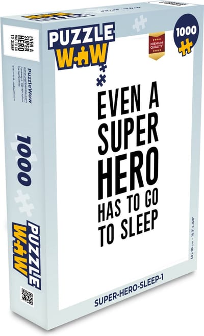 Puzzel Quotes - Jongens - Even a super hero has to to go sleep - Spreuken - Kinderen - Legpuzzel - Puzzel 1000 stukjes volwassenen