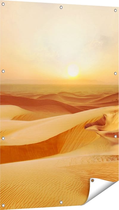 Gards Tuinposter Woestijn bij Zonsondergang in de Sahara - 80x120 cm - Tuindoek - Tuindecoratie - Wanddecoratie buiten - Tuinschilderij