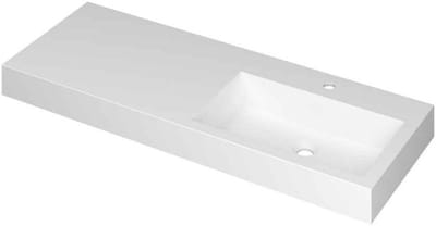 INK Momento Wastafel Polystone Wasbak Rechts met 1 Kraangat - 1200x450x90 mm - Mat Wit
