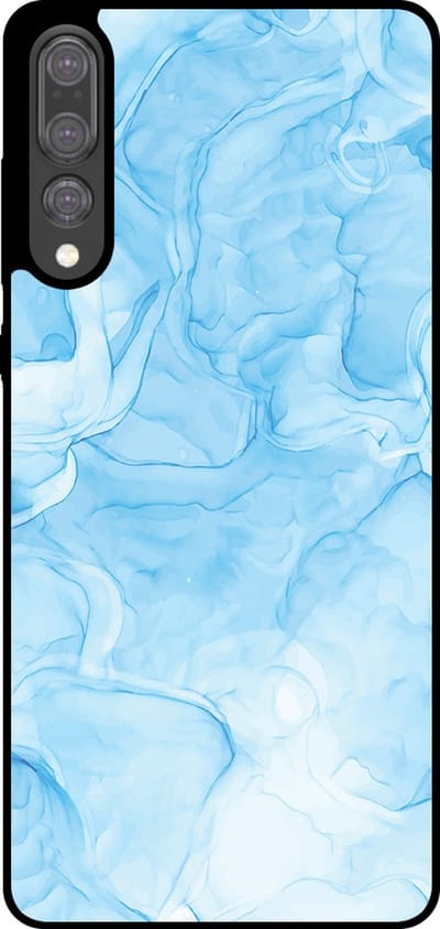 Smartphonica Telefoonhoesje Geschikt voor Huawei P20 Plus met marmer opdruk - TPU backcover case marble design - Lichtblauw geschikt voor Huawei P20 Plus