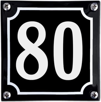 Zwart emaille huisnummer  - 80