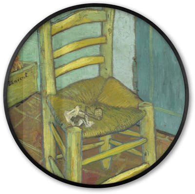Poster in lijst Rond - Fotolijst 60x60 cm - Posters - Vincents stoel - Vincent van Gogh - Ronde posterlijst zwart - Decoratie - Wanddecoratie woonkamer - Muurdecoratie slaapkamer