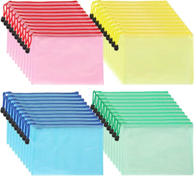 Set van 40 A5 Documentenhoezen, Rits Documententas, PVC Tas voor Kantoorbenodigdheden en Reizen, 4 Kleuren, Opbergoplossingen, Documentorganisatie, Multifunctioneel
