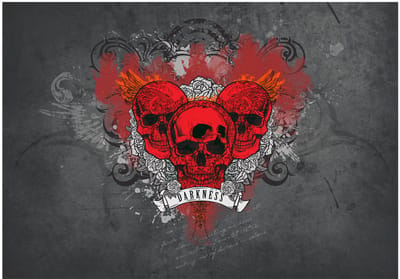 Fotobehangkoning - Behang - Vliesbehang - Fotobehang Schedel - Schedels - Skull - Skulls - Darkness - 150 x 105 cm