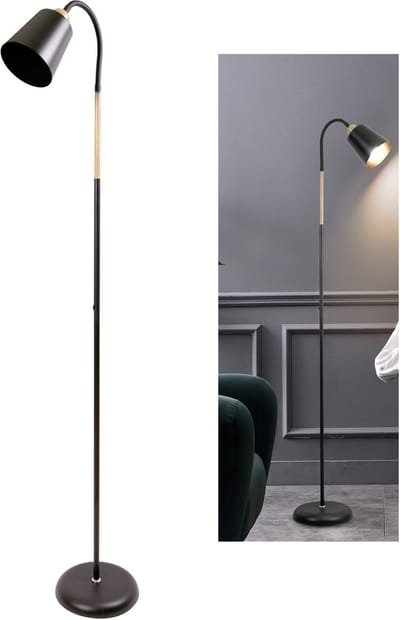 ANTEN Industriële Vloerlamp - Ovale lampenkap Zwart - MAX60W E27 fitting - excl. lichtbronnen