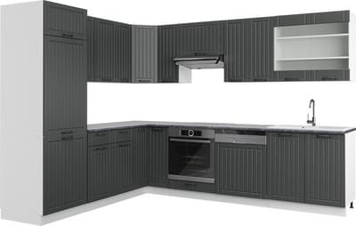 Vicco Hoekkeuken Fame-Line, Donkergrijs/Wit, 287 x 227 cm, WB Antraciet