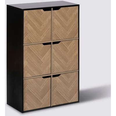 5five Mix'n Door Chevron Plankeenheid - Zwart, 67,5 x 32 x 100,5 cm, 6 Compartimenten