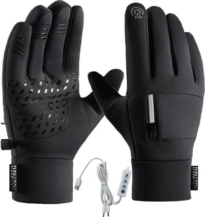 KZQ USB-verwarmde winterhandschoenen - Waterdicht en winddicht met touchscreen - Oplaadbaar voor fietsen motorrijden hardlopen en wandelen - Zwart