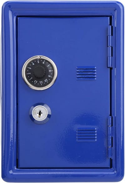 Veilige Mini Spaarbox voor Kinderen - Kleine Metalen Kluis met Slot (Blauw)