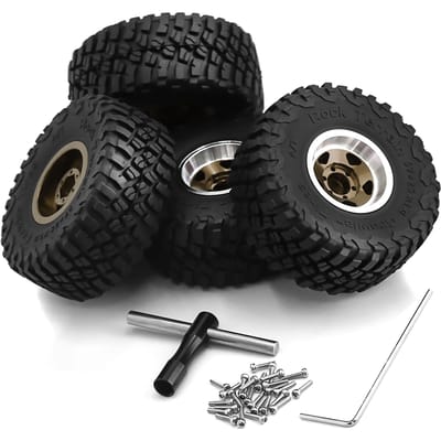 4 stuks afstandsbediening banden 57 mm met 7 mm wiel zeskant Beadlock velg rubberen bandenset vervanging brons