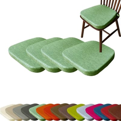 Set van 4 Stoelkussens met Banden - Antislip Zitkussens voor Binnen & Buiten (40x38x5 cm)