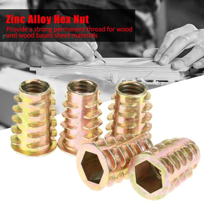 Lot de 10 écrous filetés à tête hexagonale en alliage de zinc M10 x 25 mm pour meubles