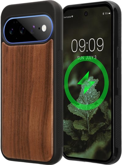 kwmobile Echt Houten Beschermhoes voor Google Pixel 11 – Hout & TPU Cover – donkerbruin hout