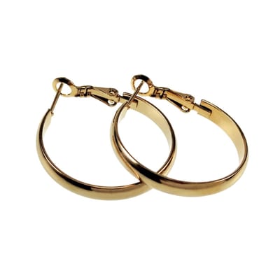 ∅28mm x 3mm Oorringen Dames - Gepolijst Verguld RVS - Oorbellen