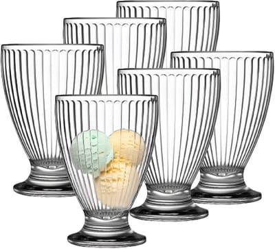 Urban Living IJscoupes/ijsschaaltjes - 9x stuks - 280 ml - glas - met relief - dessertschaaltje