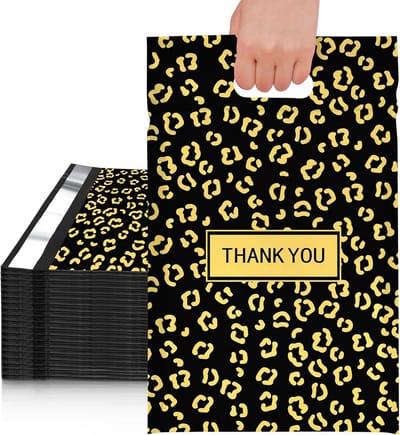 100x Luxe Gouden Luipaard Verzendzakken (10x13 inch) met Handvat en Zelfklevende Sluiting