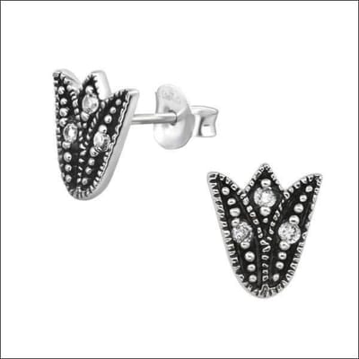 Aramat Jewels | Oorbellen | Zilveren Geoxideerde Oorbellen vrouw | Tulp-Transparant-10x8mm |8mm | Zilver | Kinderen, Volwassenen | Cadeautje