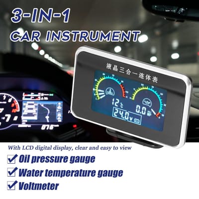 3-in-1 Auto LCD Meter Digitale Oliedruk Spanning Watertemperatuur Meter Universeel Instrument 9-36V voor Auto Vrachtwagen SUV zwart