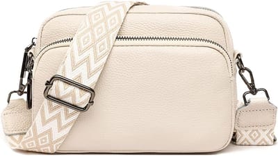 Dames schoudertasje - klein - lederen handtas - crossbody bag - crossbag - schoudertas voor dames - moderne tassen met brede schouderband en 3 vakken
