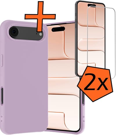 Hoes - Met 2x Screenprotector - Geschikt voor Apple iPhone Air - Sterk & Shockproof - Back Cover - Siliconen Case - Telefoon Hoes - Lila