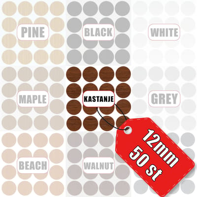AMIG Schroefgatstickers Kastanje 12mm Houtnerf Zelfklevend PVC - 50 Stuks